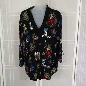 Black Knit "Traveler" Top With Stylish Sleeves